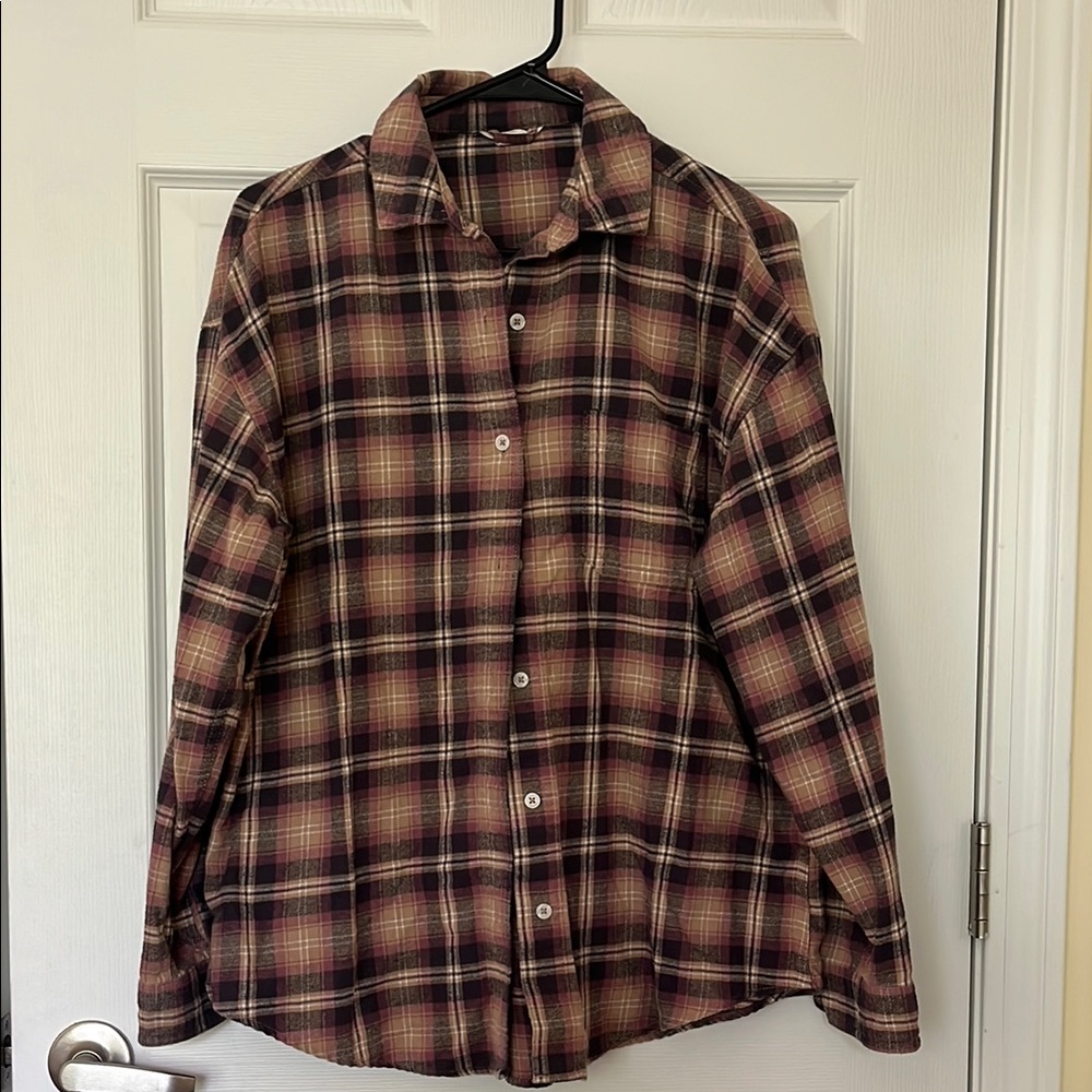 Plaid Button Shirt - Brown and Black